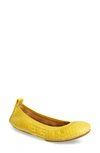 Yosi Samra Samara Foldable Ballet Flat In Yellow Scaled Leather