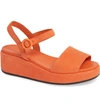 Camper Misia Platform Wedge Sandal In Medium Orange Leather