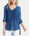 Karen Kane High/low Shirttail Denim Top In Indigo