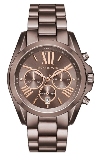 Michael Kors Bradshaw Sable Ip Stainless Steel Bracelet Watch In Brown