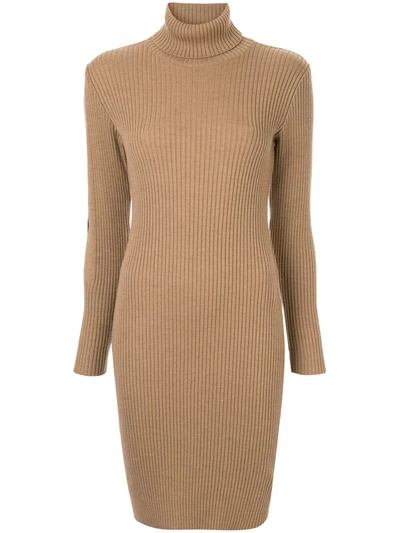 Pre-owned Fendi 1990s Long Sleeve One Piece Dress In Brown