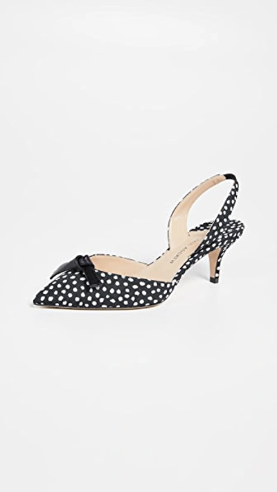 Paul Andrew Rhea Dotted Knot Slingback Pumps In Black/white