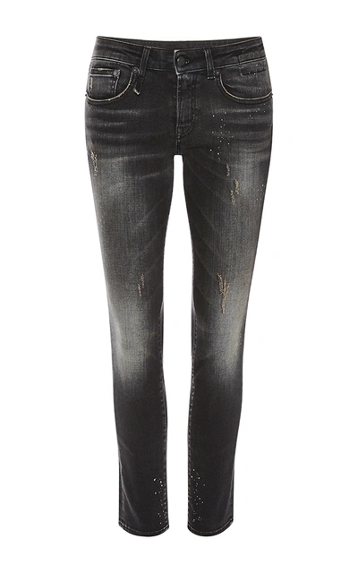 R13 Kate Distressed Low Rise Skinny Jeans