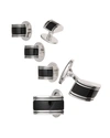 Jan Leslie Curved Onyx Cufflinks Studs Set In Silver