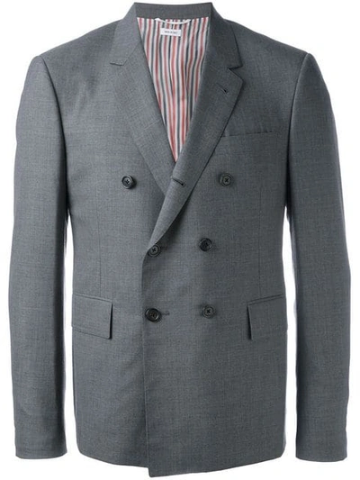 Thom Browne Double Breasted Blazer In Grey