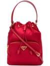 Prada Logo Bucket Bag In Red