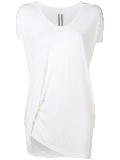 Rick Owens Long Satin T-shirt In White