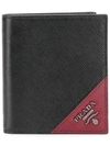 Prada Leather Logo Wallet In Black