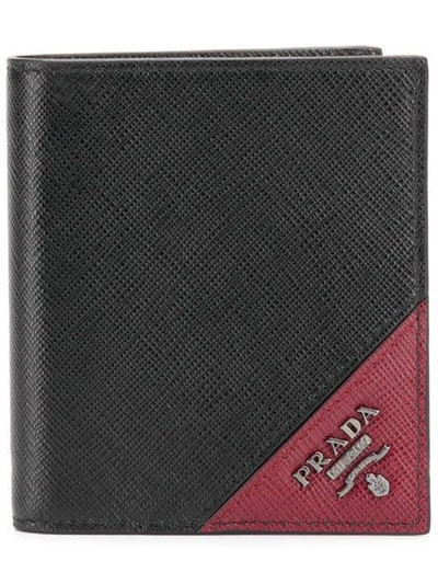 Prada Leather Logo Wallet In Black