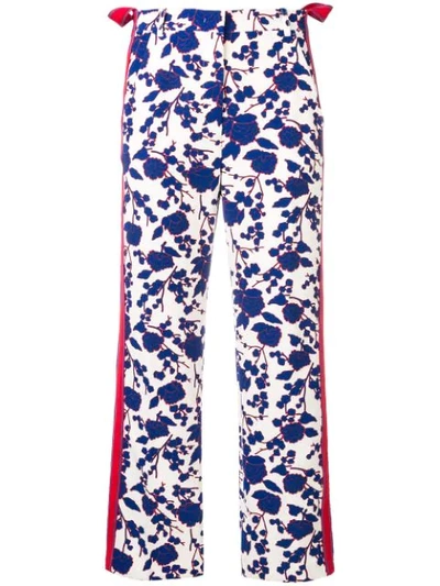 Pinko Floral Print Cropped Trousers In White