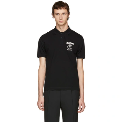 Moschino Logo Printed Polo Shirt In Black