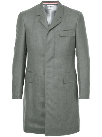 Thom Browne Super 120s Chesterfield Overcoat In Grey