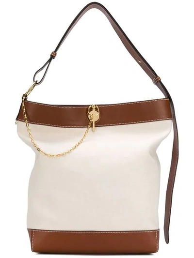 Jw Anderson Large Brown Calico Keyts Tote In White