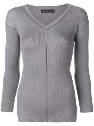 Fabiana Filippi Ribbed Sweater In Grey