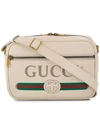 Gucci Logo Print Crossbody Bag In White