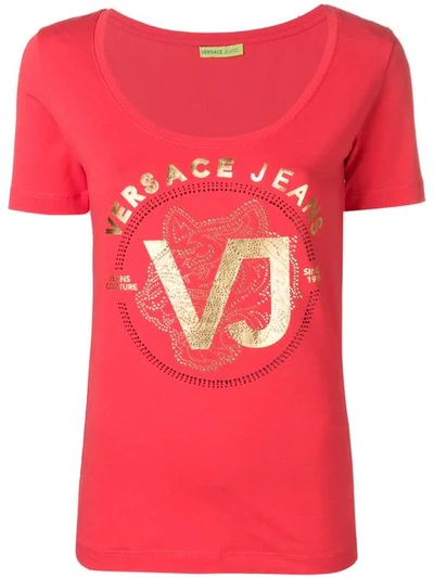 Versace Jeans Logo Printed T-shirt In Red