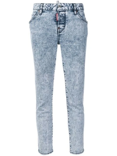 Dsquared2 Skinny Acid Washed Jeans In Blue