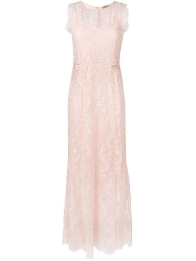 Liu •jo Embellished Lace Gown In Pink