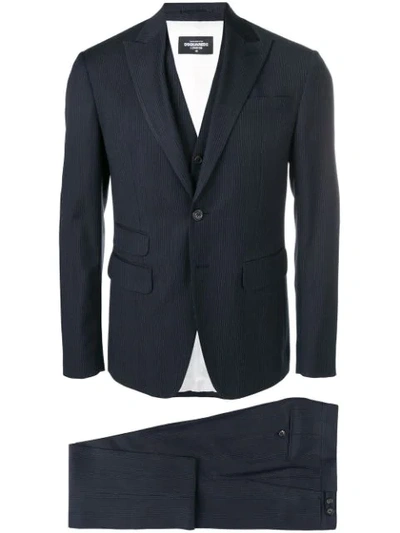 Dsquared2 Pinstripe Two Piece Suit In Blue