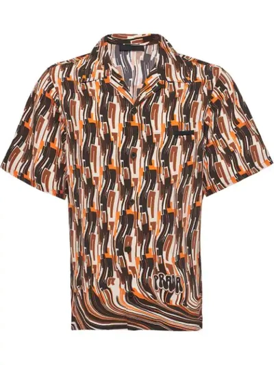 Prada Short-sleeved Pongé Shirt In Orange