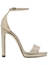 Jimmy Choo Misty 120 Metallic-leather Heeled Sandals In Gold