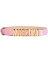 Moschino Logo-lettering Leather Belt In Pink