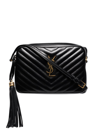 Saint Laurent Monogram Lou Leather Crossbody Bag In Black