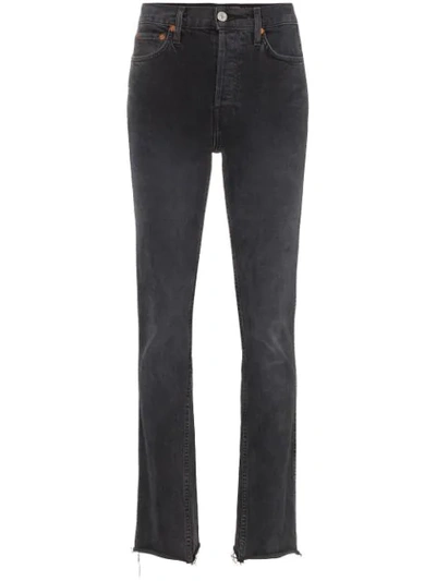 Re/done Double Needle Long Straight Leg Jeans In Black