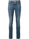 Philipp Plein Multi Logo Skinny Jeans In Blue