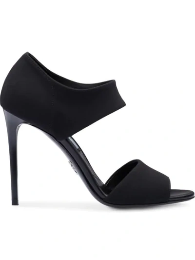 Prada Panelled Sandals In Black