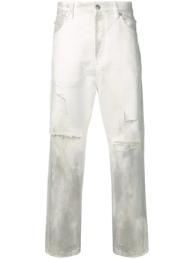 Balmain Straight-fit Ripped Jeans In White