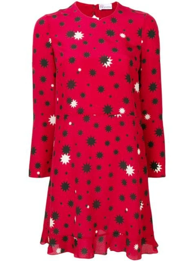 Red Valentino Star Print Shift Dress In Red