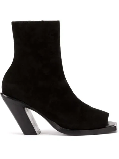 Ann Demeulemeester Peep-toe Ankle Boots In Black