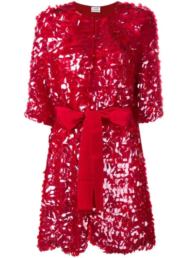 P.a.r.o.s.h Belted Sequin Coat In Red
