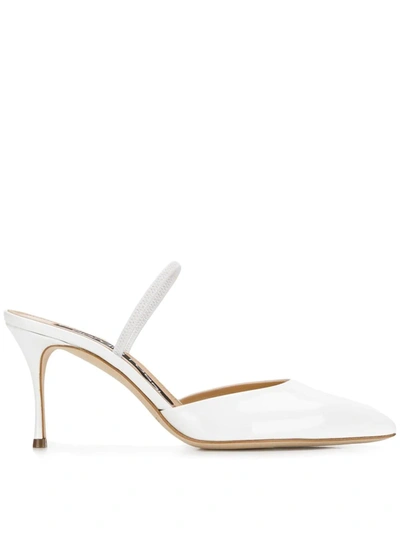 Sergio Rossi Ankle Strap Mules In White