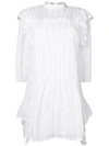 Isabel Marant Étoile Alba Embroidered Ruffle 3/4-sleeve Short Dress In White