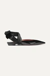 Altuzarra Kirk Satin-trimmed Patent-leather Point-toe Flats In Black