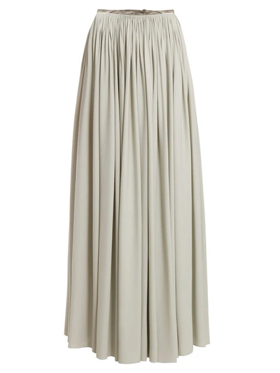The Row Rylee Pleated Silk Maxi Skirt In Light Grey