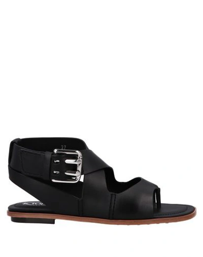 Tod's Toe Strap Sandals In Black