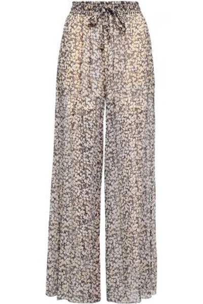 Zimmermann Printed Silk-georgette Wide-leg Pants In Black