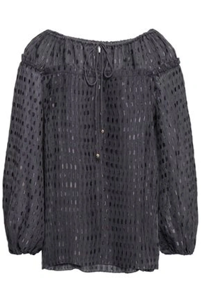 Zimmermann Woman Pleated Fil Coupé Blouse Charcoal