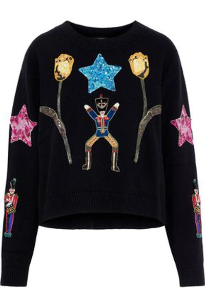 Dolce & Gabbana Woman Embellished Cashmere Sweater Black