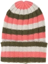 The Elder Statesman Striped Beanie In Green