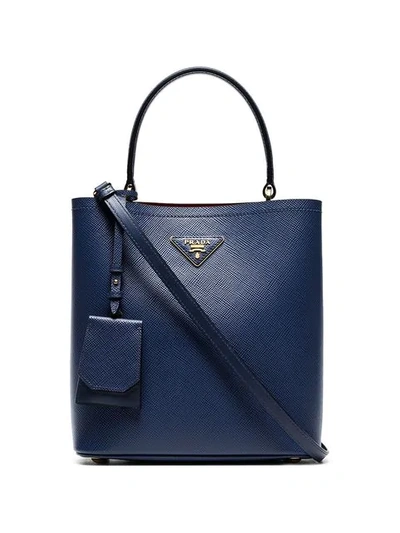 Prada Blue Saffiano Leather Double Bucket Bag