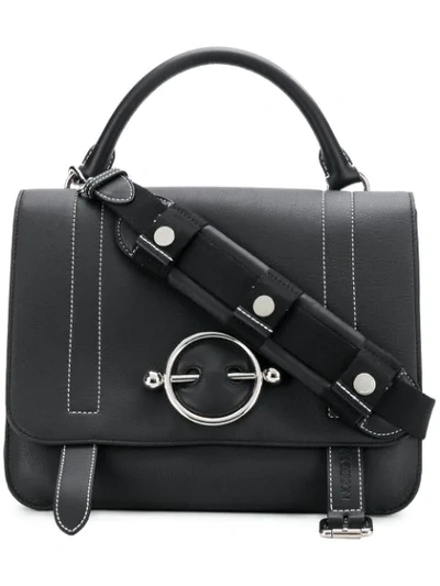 Jw Anderson Disc Leather Top Handle Satchel - Black