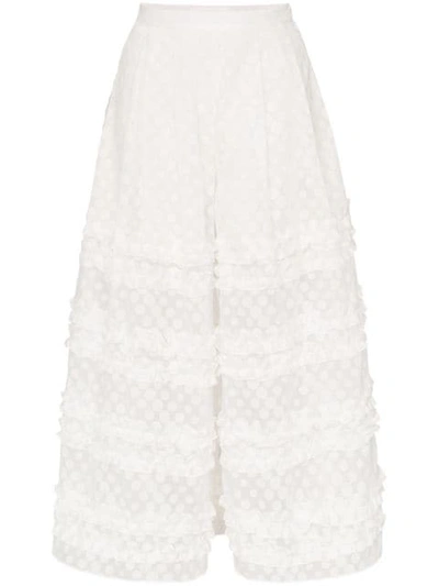 Paskal Ruffle Detail Polka Dot Culotte Trousers In White