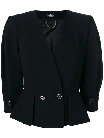 Elisabetta Franchi Peplum Hem Blazer In Black