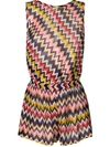 Missoni Mare Open Back Zig Zag Knitted Playsuit - Pink