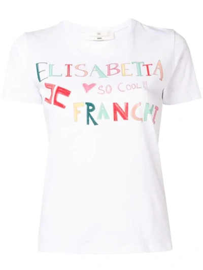 Elisabetta Franchi Logo Print T In White