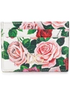 Dolce & Gabbana Rose Print Cardholder In White